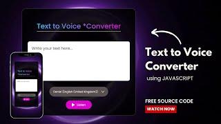 Build Text to Speech Converter using HTML CSS & JAVASCRIPT | FREE SOURCE CODE AVAILABLE