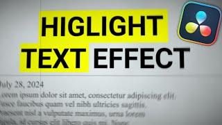 Highlight Text Effect in Davinci Resolve