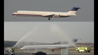 MD81 last flight & pilot retirement water cannon