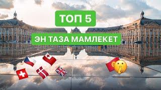 ДҮЙНӨДӨГҮ ЭН ТАЗА МАМЛЕКЕТТЕР БОЮНЧА