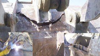 966D caterpillar lodar closing can backet side broken and raparing complete process video #video#