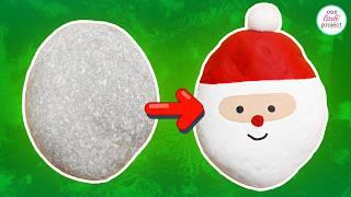 Santa Painted Rocks | Easy Santa Claus Stone Painting