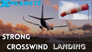 X Plane12 Strong crosswind Landing | Flight Ulyanovsk-St Petersburg