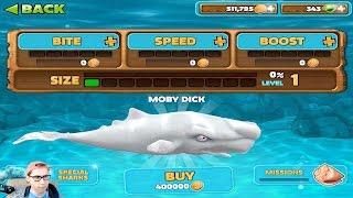 Прохождение Hungry Shark Evolution - MOBY DICK - МОБИ ДИК - 400000 Монет и МОЙ - Обзор на Акулу!