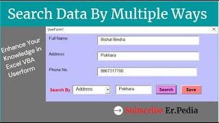 Excel VBA Userform Search and Display | Search Button