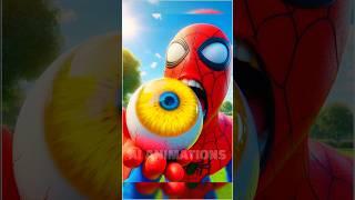 Spiderman transformation Into giant eyes man?! spiderman vs sonic vs goku #spiderman #goku #marvel