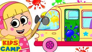  Wheels On The Bus |  Learn Colors And Paint | Nursery Rhymes For Toddlers