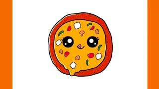 How to Draw a Cute Pizza Drawing 