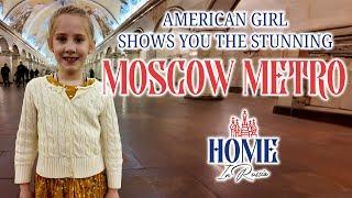 Little American Girl shows Gorgeous Moscow Metro Stations & Papa sings a Song.