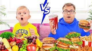 Oliver & Dad - Healthy Food vs Junk Food Challenge