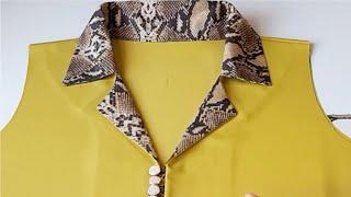 Simple and easy coat collar cutting and stitching for beginners