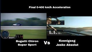 Koenigsegg Jesko Absolut Vs Bugatti Chiron Super Sport Final 0-400 km/h Acceleration