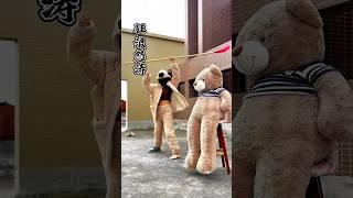 Teddy Tussle : Pajama Warrior Bear-Beating with Qiang Spear & Kung Fu Fan Frenzy #bearbattlekungfu