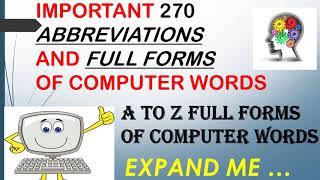 IMPORTANT ABBREVIATIONS AND FULL FORMS OF COMPUTER WORDS || A TO Z FULL FORMS OF COMPUTER WORDS