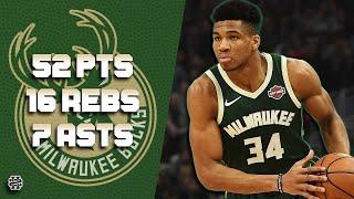 Giannis Antetokounmpo 52 pts 16 rebs 7 asts vs Sixers 18/19 season