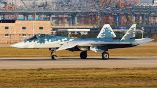 Sergey Bogdan pilots the Su-57, stopping over in Taiyuan on its way back to Russia