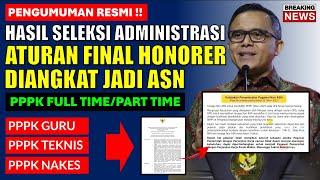 RESMI !! HASIL SELEKSI ADMINISTRASI PPPK ATURAN FINAL HONORER JADI ASN PPPK FULL TIME / PART TIME