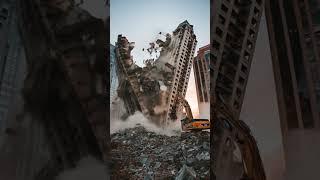 This Building SPLIT in Half Before Collapsing! #building #destruction #satisfying #ai #aishorts