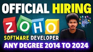 ZOHO off campus drive 2014 TO 2024 | ZOHO Hiring software developer | Any degree Jobs ZOHO