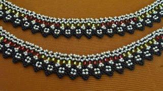 A beaded necklace.  Beadwork.  Master class