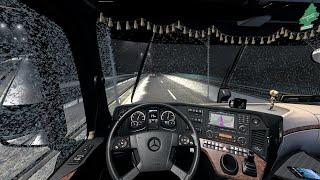 [4K] Relaxing Truck Driving in Snowfall (Euro Truck Simulator 2 v1.49)