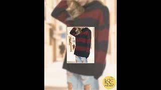 KRE Prime Women Striped Turtleneck Long Sleeve Sweater