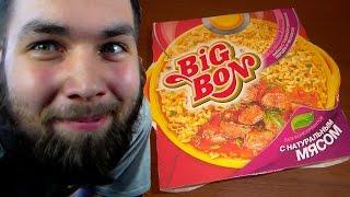 Лапша Big Bon готовый обед с тушеной свининой, перцем и чесноком с натуральным мясом миска 110 грамм