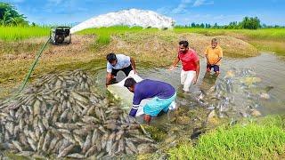 Unique Fishing | Pumping Water Outside the Natural Lake, Catching a Lot of Big Fish