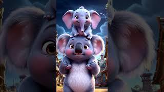 Cute Koala's Wild Ride! Giant Baby Elephant in Cartoon Village!