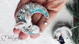  How to make a beaded "Moon Bunny" brooch (master class of the symbol of 2023 - Rabbit on the Moon)