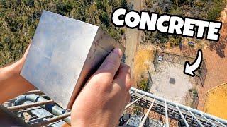 WORLD’S HEAVIEST 4” CUBE Vs. CONCRETE from 45m!