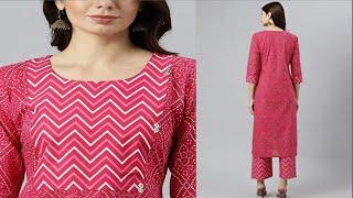 Women's Cotton Blend Printed Straight Kurta with Palazzo Pimpli