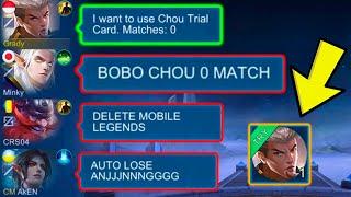 Prank Top 1 Chou Trial Card NO MATCHES CHOU | TEAM AUTO TOXIC - Mobile Legends