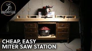 Old desk miter saw station