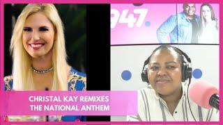 Christal Kay attempts to sing the South Africa national anthem