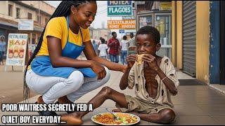A Waitress Secretly Fed a Quiet Boy Every Day — One Morning, 3 SUVs Pulled Up to Her home #tales