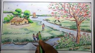 How TO Draw Scenery OF Spring Season Step By Step[Easy Ways]