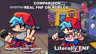 Monday Morning Misery & Literally FNF: REAL Roblox FNF Comparison