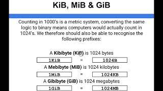 Data Representation - KiB, MiB, GiB