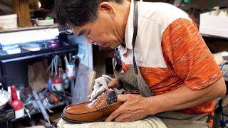 HANDMADE Penny Loafers Making Process. Korean shoemaker with 50 years of experience