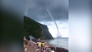 Watch: Powerful waterspouts suck water up from the sea and send it into the sky