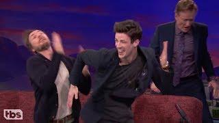 Grant Gustin Doing The Flash Run on Conan