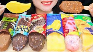 ASMR CHOCOLATE ICE CREAM VS FRUIT ICE CREAM  MAGNUM ALMOND, AICE MANGO SLUSH, FEAST DOUBLE, CAMPINA