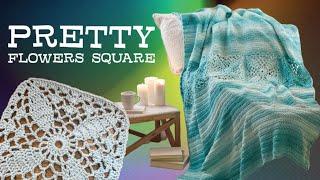 Crochet Pretty Flower Squares in a Row Bedspread