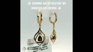 Ohrringe Rotgold 585° mit Granaten und Zirkonia #Ohrringe #Rotgold #Granat #Zirkonia