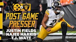 Fields, Harris & Watt Postgame Press Conference (Week 6 at Raiders) | Pittsburgh Steelers