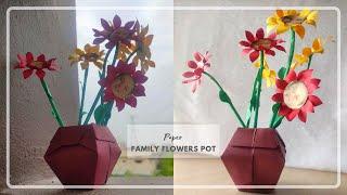 How To Make Paper Family Flowers Pot | School Projects| Family flowers pot|School Activities| DIY|