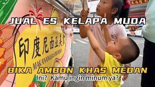 JUAL ES KELAPA MUDA YANG SEGAR DAN BIKA AMBON KHAS MEDAN DENGAN FOODTRUCK DI CHINA, LARIS MANIS !