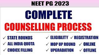 NEET PG 2023 Complete Counseling Process Explained All India and state Rules Rounds Choice Filling