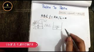 Postfix to Prefix conversion using Stack | Data Structure.